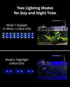 NICREW Fish Tank Clip on Light, Clamp Aquarium Light with White and Blue LEDs, 480LM, 10 Watts