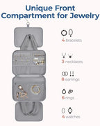 BAGSMART Travel Toiletry Bag with Jewelry Organizer, Hanging Travel Bag for Toiletries, Puffy Makeup Cosmetic Bag Organizer, Carry-on Travel Accessories Essentials, Grey-M