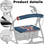 Seat Cover for Walkers for Seniors American Flag Wreath Walker Seat Covers for Ladies Men Rollator Accessories for Seniors Independence Day Rollator Walker Seat and Backrest Covers Gifts