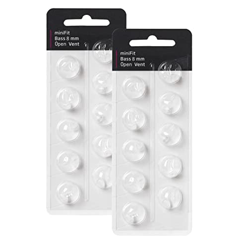 Hearing Aid Domes for Oticon Replacements, Oticon Minifit Open Vent Bass Domes (8 mm/2 Packs）, Universal Domes for Oticon Hearing Aid Supplies.