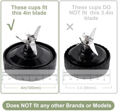 5-piece Blender Replacement Parts 24oz Ninja Blender Cups with To-Go Lids, 7 Fins Extractor Blade Compatible with Nutri Ninja Auto iQ Blenders BL2012 BN801 BL480 BL682 BL642