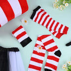 4 Pcs Cat Costume Set Include Top Hat,Oversized Bowtie with Fur,Gloves and Tail for Kids World Book Day Dress Up