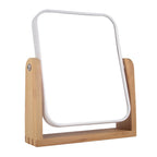 Makeup Mirror with Natural Bamboo Stand, 1X/3X Magnification Double Sided 360 Degree Swivel Magnifying Mirror,Vanity Table,Office Desk,Room Decor, Beauty Gifts(Square)
