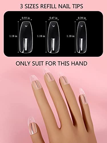 Lionvison 100PCS Replacement Nail Tips for Refill Acrylic Nails, Clear Fake Nail Tips for Practice Hand for Acrylic Nails, DIY Nail Art Salon Practice Tool, Clear