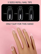 Lionvison 100PCS Replacement Nail Tips for Refill Acrylic Nails, Clear Fake Nail Tips for Practice Hand for Acrylic Nails, DIY Nail Art Salon Practice Tool, Clear