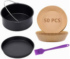 Air Fryer Accessories for Ninja Gowise Cosori Phillips Cozyna Gourmia Zeny, for 5.5/5.8/6.5 QT with 7 inch Cake Barrel,Pizza Pan and nore