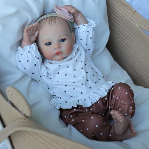 Lifelike Reborn Baby Dolls - 18 Inch Realistic Newborn Baby Dolls Girl, Real Life Baby Dolls with Soft Weighted Body, Real Baby Reborn Gift with Accessories for 3+ Years Old Kids