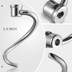 5 QT Dough Hook for KitchenAid Mixer, Stainless Steel Spiral Dough Hook Attachment for KitchenAid 4.5-5 Qt Tilt-Head Stand Mixers, Replacement Bread Hook Fits Models K45, KSM90, KSM150