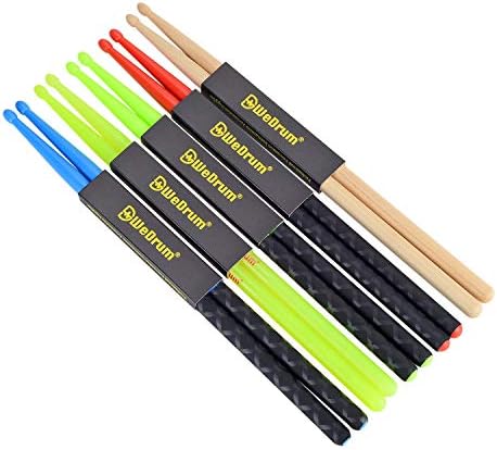 Musfunny Glow Drum Sticks 5A Nylon for Drum Set Night Light Plastic Cool Drumsticks Musical instrument Percussion Accessories for Adults Professional (Fluorescence)