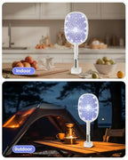 2PACK Electric Fly Swatter,4000V Bug Zapper Racket,2 in 1 Mosquito Zapper Racket with 1200ml Battery Rechargeable Purple Mosquito Killer Lamp with 3 Layers Safety Net Suitable for Indoor and Outdoor