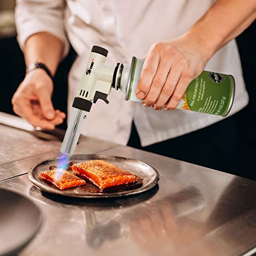 Jo Chef Butane Fuel Canister, 8 oz Butane Cylinder, Pure Refined Butane Gas for Camping Stove Or Use Directly with Brûlée Kitchen Blow Torch Head 4 Cans