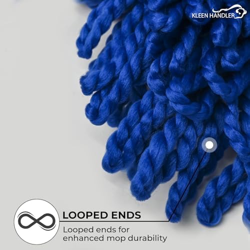 KLEEN HANDLER 6 Pack of 36 Inch Microfiber Dust Mop, Large Washable Commercial Dust Mop, Sweeper, Janitorial Dust Mop Head Replacement, Push Mop Broom, Blue