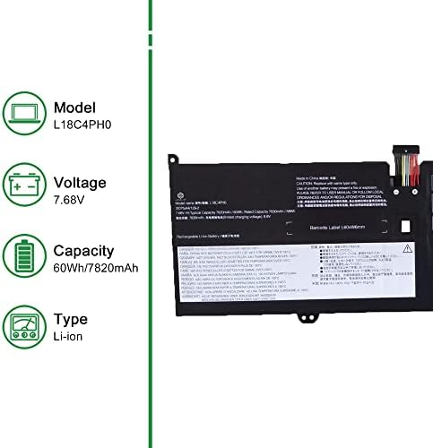 L18C4PH0 5B10W67180 5B10T11586 Laptop Battery Replacement for Lenovo IdeaPad Yoga C940-14IIL 2019 81Q9002GUS 81Q90041US 81Q9000GUS Series L18M4PH0 5B10W67374 5B10T11585 7.68V 60Wh