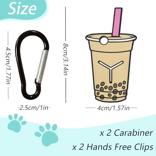 Poop Bags Clips for Leashes Silicon Dog Poop Bag Holder Dispenser Hands-free Poop Bag Holders for Leashes Dog Walking Accessories Dog Leash Attachment for Hanging Used Dog Waste Bags(Milk Tea)