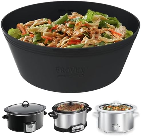 4QT Oval Silicone Slow Cooker Liner Compatible With Crock Pot & Hamilton Beach Crockpot Liners, Reusable, Dishwasher Safe Suitable For Most 4 Quart Crockpot Divider Insert Accessories.
