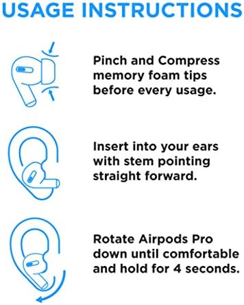 Foam Masters Memory Foam Ear Tips for AirPods Pro 1st & 2nd Gen | Comfortable | Secure | Better Noise Cancellation | Version 3.0 Replacement Buds (Large - 3 Pairs, Black)