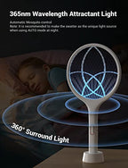 YISSVIC Electric Fly Swatter 4000V Bug Zapper Racket Dual Modes Mosquito Killer with Purple Mosquito Light Rechargeable for Indoor Home Office Backyard Patio Camping (White 2 Pack)