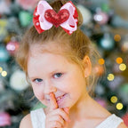 Valentine's Day Hair Clips Bow knot Red White Heart Sequin Hair Pins Head wear Cute Bow Hair Barrettes Valentine Day Hairpins Hair Accessories for Girls Women Toddlers Hair Bows 2PCS