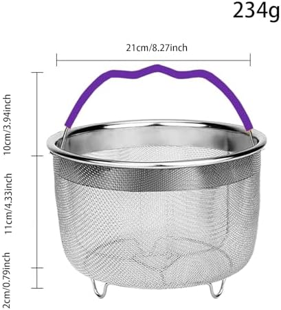 Instant Pot Steamer Basket, Stainless Steel Steamer Basket Mesh Strainer for 6 Qt Instant Pot Pressure Cookers Accessories with Handle (Black)