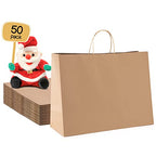 METRONIC Paper Gift Bags 16x6x12 50Pcs, Brown Kraft Paper Bags with Handles, Christmas Gift Wrap Bags for Small Business, Large Heavy Duty Bulk Paper Shopping Bags for Clothing, Retail, Merchandise