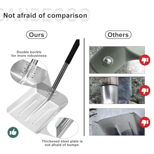 Snow Shovel for driveway-50 inch Aluminum Stainless Steel Lightweight Portable Sports Utility Forklift Trunk Camping Garden Beach Cleaning House Large Emergency