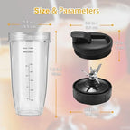Blender Replacement Parts for Ninja, 24oz Ninja Blender Cups with To-Go Lids, 7 Fins Extractor Blade, Compatible with Nutri Ninja Auto iQ Blenders BL2012, BL2013, BL450, BL480