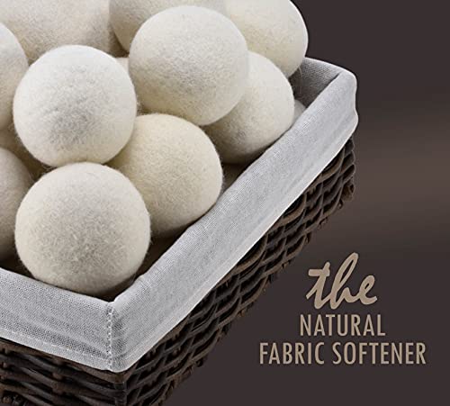 Wool Dryer Balls - Natural Fabric Softener, Reusable, Reduces Clothing Wrinkles and Saves Drying Time. The Large Dryer Ball is a Better Alternative to Plastic Balls and Liquid Softener. (Pack of 12)