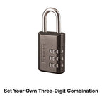 Master Lock Black Combination Padlock, Indoor Gym Locker Lock with Customizable 3-digit Code for Luggage, Backpacks, Cabinets, 647D
