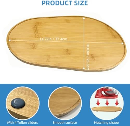 Bamboo Mixer Slider Mat for Kitchenaid 6-8 Qt Stand Mixer,Kitchen Appliance Slider Mat, KitchenAid Mixer Accessories, Mixer Appliance Moving Tray For KitchenAid, Countertop Mixer Mover Slider Board