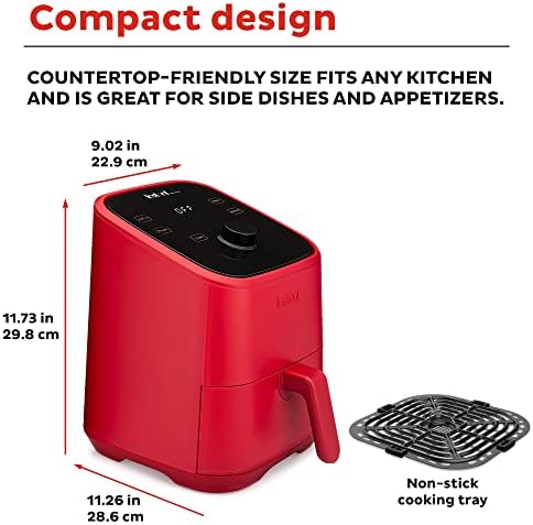 Instant Pot Vortex 2QT Mini Air Fryer, Small Air fryer that Crisps,Reheats,Bakes,Roasts for Quick Easy Meals,Includes over 100 In-App Recipes, is Dishwasher-Safe, from the Makers of Instant Pot, Red