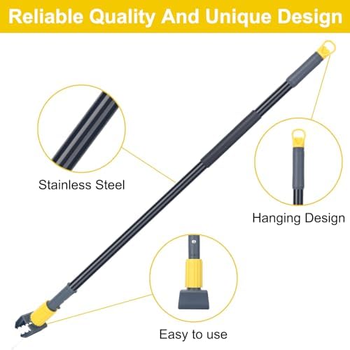 KeFanta Metal Mop Handle Commercial Heavy Duty,58" Industrial Mop Stick with Jaw Clamp,Wet Gripper Mops Head Replacement Holder for Floor Cleaning(2 Pack)