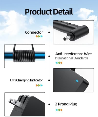 Charger for Asus Laptop Computer (Certified by UL), Vivobook, Zenbook, Chromebook Notebook Replacement, Round Connector, 65W, 45W, 33W