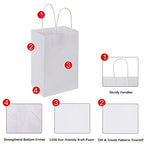 Oikss 100 Pack 5.25x3.25x8.25 Inch Small Kraft Bags with Handles Bulk, Paper Bags Birthday Wedding Party Favors Grocery Retail Shopping Business Goody Craft Gift Bags Cub Sacks (White 100PCS Count)