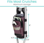 Vive Crutch Accessories Bag - Pouch for Crutches - Accessory Storage Carry Kit for Women, Men, Adults, Kids - Cup and Bottle Pocket Holder with Ergonomic Design (Purple)