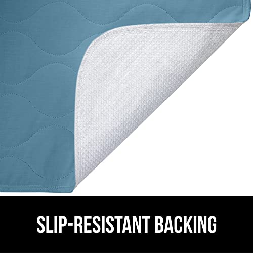 Gorilla Grip Washable Toddler Mattress Incontinence Pads, Reusable Waterproof Bed Underpads, Absorbent Leak Proof, 52x34, Slip Resistant Pad Protector, Absorbs 8 Cups for Bedwetting, Elderly Kids Blue