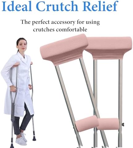 SPRING SEAON Crutches Padding Ice Silk Waffle Pattern Universal Crutch Pads for Armpits and Hand Grips Pads for Crutches Underarm Crutch Cushions Crutch Covers Pillows Crutch Accessories (Pink)