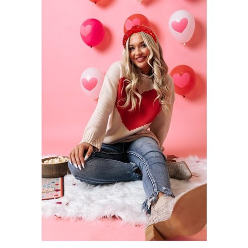 Valentine's Day Headband for Women, Red Pink Rhinestone Heart Headbands, Knotted Headband, Valentine's Day Hair Accessories, Gifts (Red Heart F)