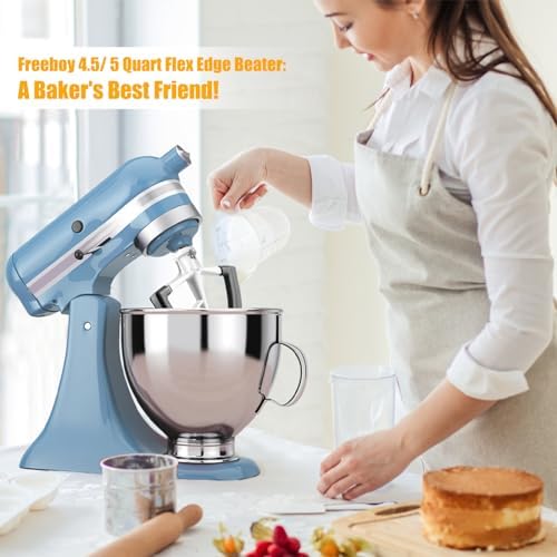 Freeboy Flex Edge Beater for KitchenAid Tilt-Head Stand Mixers, KFE5T Paddle with Scraper for Kitchen Aid Mixer Accessories Beater Blade (4.5-5 Quart), White