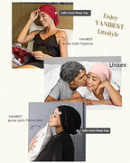 YANIBEST Hair Cover Bonnet Satin Sleep Cap - Purple Adjustable Stay on Silk Lined Slouchy Beanie Hat for Night Sleeping Surgical Hats for Women