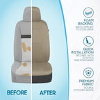 BDK PolyPro Car Seat Covers Full Set in Solid Beige, Front and Rear Split Bench Seat Covers for Cars, Easy to Install Car Seat Cover Set, Car Accessories for Auto Trucks Van SUV - Solid Beige