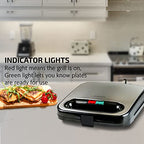 OVENTE Electric Sandwich Maker with Non-Stick Plates, Indicator Lights, Cool Touch Handle, Easy to Clean and Store, Perfect for Cooking Breakfast, Grilled Cheese, Tuna Melts and Snacks, Black GPS401B