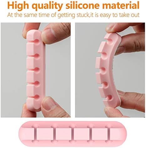 Pink Desk Accessories Cable Organizer - Pink Cord Holder for Desk, 5 Packs (7-5-3-1-1 Slots) Cable Clips for Cord Management This Cute Desk Accessories Cleans Up Messy Wires at Home, Car and Office