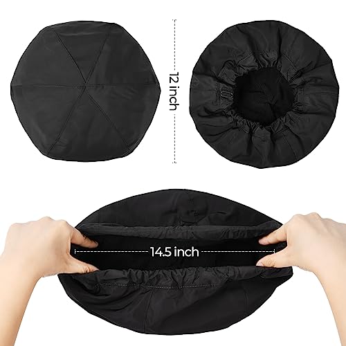Shower Cap for Men Black Bath Cap, Reversible Terry Lined Large Waterproof Adjustable Shower Caps Elastic Band Stretch Hem Hair Hat for braids