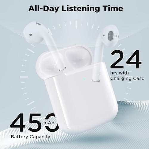Wireless Charging case for AirPods 1st & 2nd, Air Pods 1/2 Generation Charger Case Replacement with Bluetooth Pairing Sync Button, 450 Mah Built-in Battery (No Earbuds)