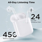 Wireless Charging case for AirPods 1st & 2nd, Air Pods 1/2 Generation Charger Case Replacement with Bluetooth Pairing Sync Button, 450 Mah Built-in Battery (No Earbuds)