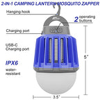 Wisely Bug Zapper Outdoor/Indoor Electric, USB-C Rechargeable Mosquito Killer Lantern Lamp, Portable Insect Electronic Zapper Indoor Trap, with LED Light berryblue