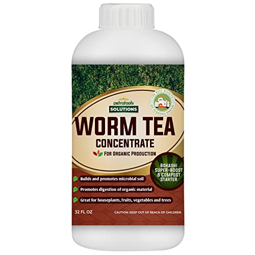 PetraTools Worm Tea for Gardening Soil - Worm Tea Fertilizer Liquid - Worm Castings, Earthworm Casting Manure Fertilizer - Earthworm Worm Castings - Worm Casting Concentrate (32 Oz)