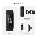 Fitbit Charge 6 Fitness Tracker with Google apps, Heart Rate on Exercise Equipment, 6-Months Premium Membership Included, GPS, Health Tools and More, Obsidian/Black, One Size (S & L Bands Included)