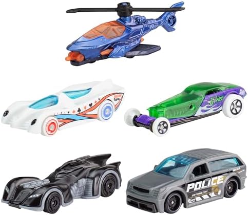 Bundle of Hot Wheels 5-Car Pack of 1:64 Scale Vehicles + Hot Wheels RC 1:15 Scale Shark Speeder, Remote-Control Vehicle That Bends, Turns & Slides Like a Mutant Machine, Features Lights & Sounds