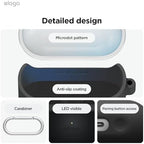 elago Compatible with Samsung Galaxy Buds 3 Case & Galaxy Buds 3 Pro Case, Duo Case with Carabiner, Premium Silicone + TPU Cover, Wireless Charging, Headphone Accessories, for Men, for Women (Black)